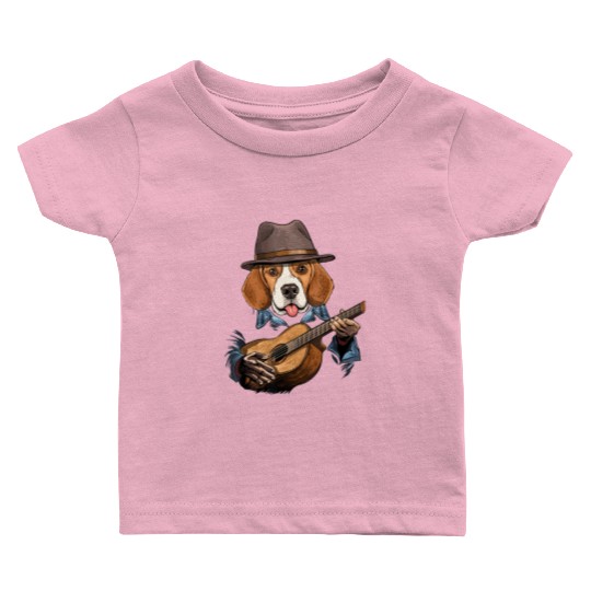 Beagle Dog Playing Guitar Pet Beagle Dog Lover Gui Baby T Shirts