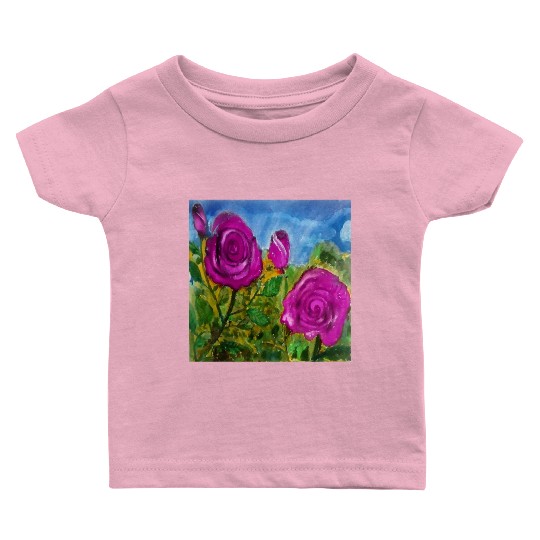 Hand Painted Roses Baby T Shirts Baby T Shirts Mugs Tote Bags