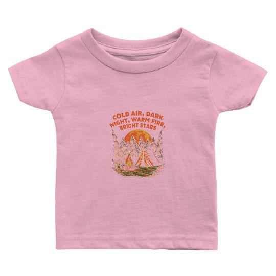 Warm Fire Bright Stars Camping Wildlife Camper Out Baby T Shirts