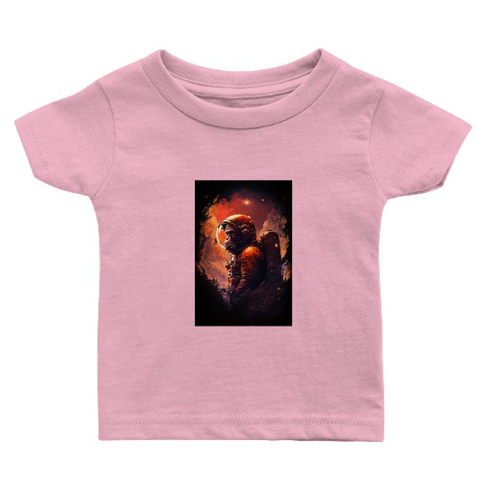 Monkey Astronaut Chimpanzee Space Surreal Moon Baby T Shirts