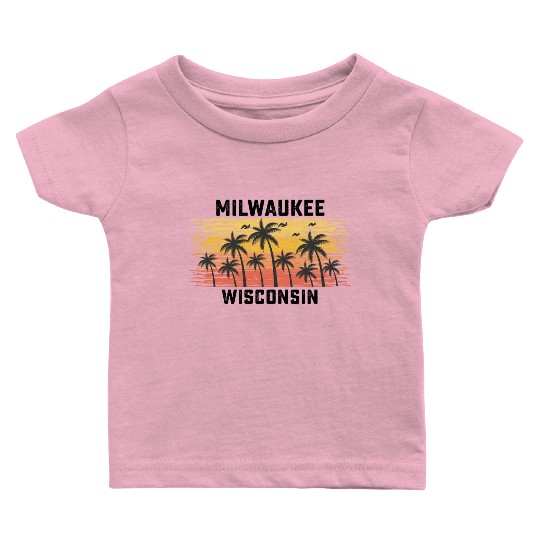 Milwaukee Wisconsin Summer Retro VIntage Vacation Baby T Shirts