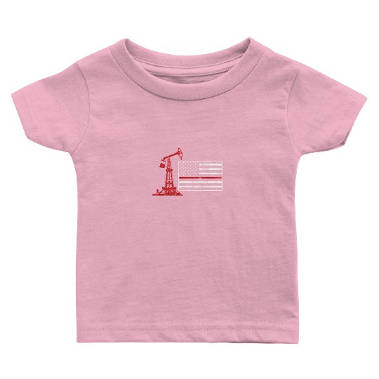 Oilfield Oil Drilling Us Flag Baby T Shirts