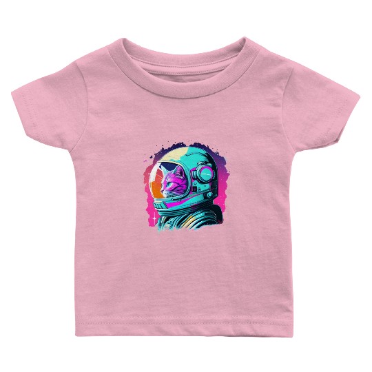 Aesthetic Vaporwave Space Cat 80s 90s Astronaut Baby T Shirts