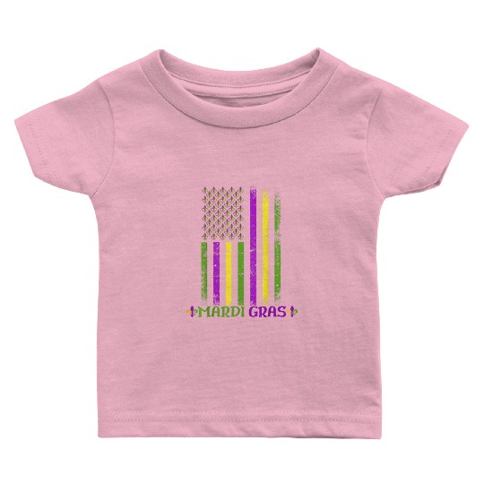 Mardi Gras US American flag Mardi Gras 2023 Baby T Shirts