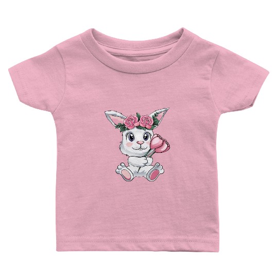 Baby Easter Bunny with Flowers cute Easter Egg Baby T Shirts