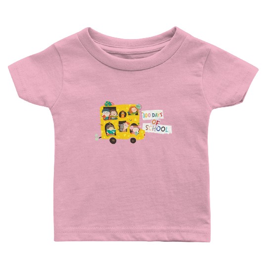 100 days of school children in the school bus Baby T Shirts