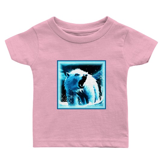 "Angry Polar Bear" Cute Painting. Buy Now Baby T Shirts