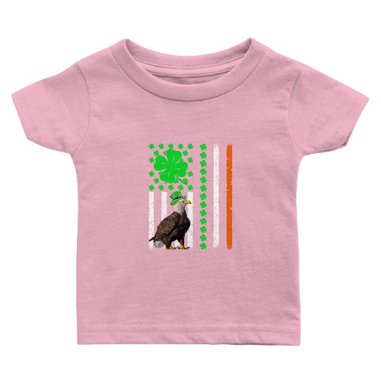 Vintage Irish American Flag Eagle St Patrick’s Day Baby T Shirts