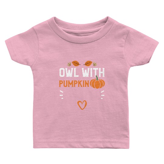 Owl With Pumpkin - Pumpkin Baby T Shirts
