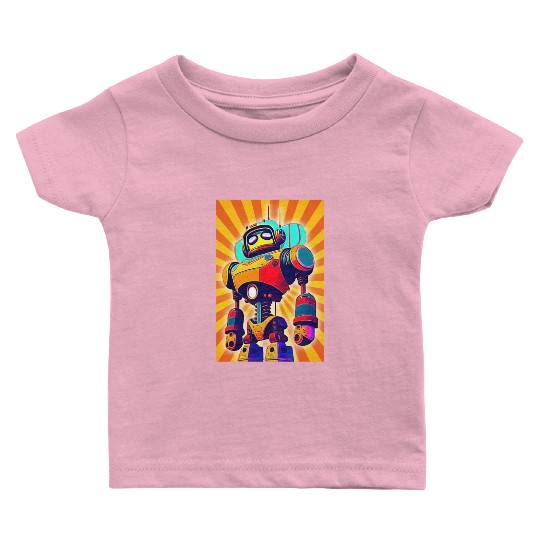 super hero cartoon iron man robot Baby T Shirts