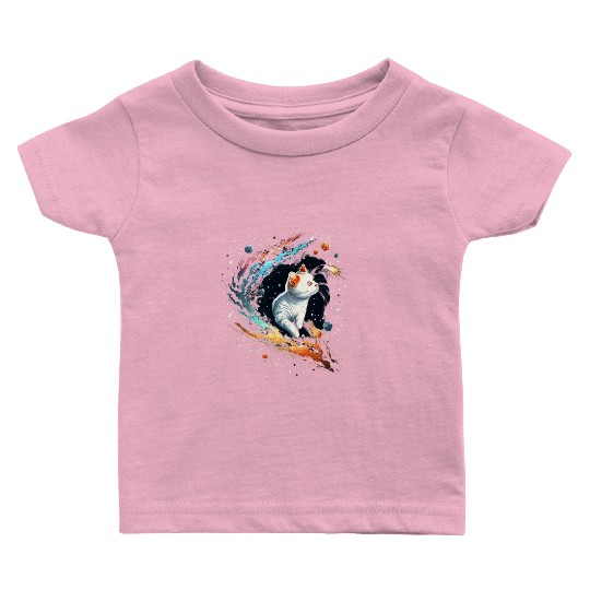 Astronaut Cat or Space Cat on Galaxy Cat Lover Baby T Shirts
