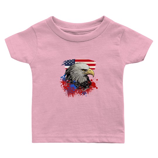 Bald Eagle Patriotic American Bird US Flag Baby T Shirts