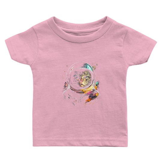 Space Cat on Galaxy Cat Lover Baby T Shirts