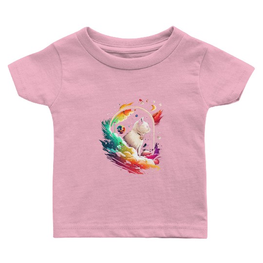 Space Cat on Galaxy Cat Lover Baby T Shirts