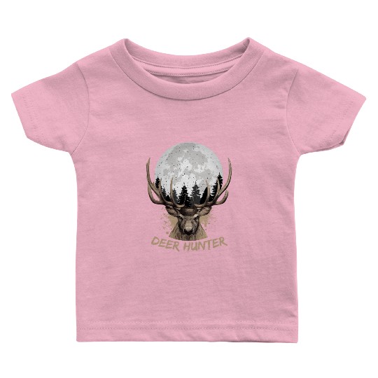Deer Hunter Rack Hunter Full Moon Buck Hunting Baby T Shirts