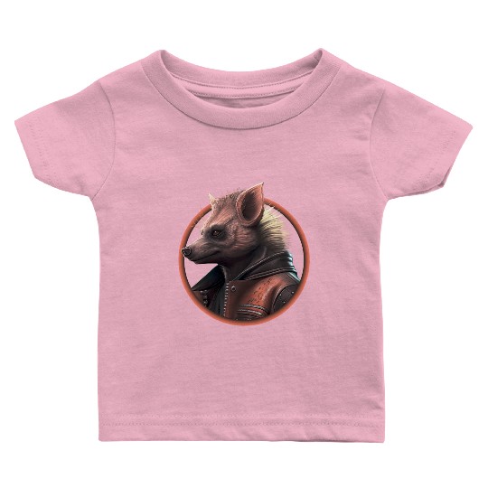 Punk hyena with leather jacket Baby T Shirts