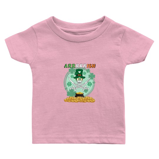 funny pirate theme for St. Patrick's Day arrrrrish Baby T Shirts