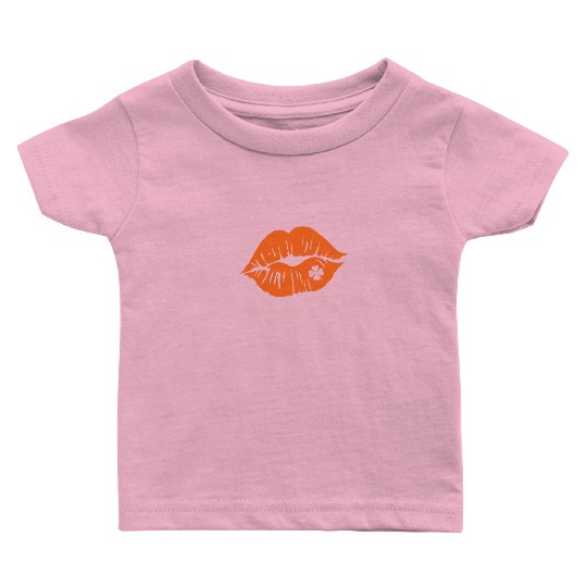 Shamrock Lips, Orange Clover, Kiss Me, St Patricks Baby T Shirts