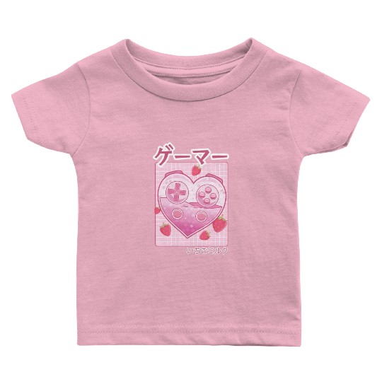 Video Gamer Japanese Kawaii Strawberry Milk Anime Baby T Shirts
