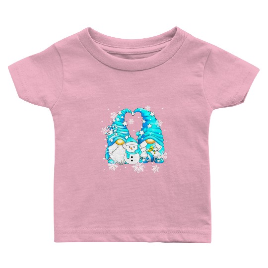 Funny Snowman Gnomies With Snowflakes Cute Winter Baby T Shirts