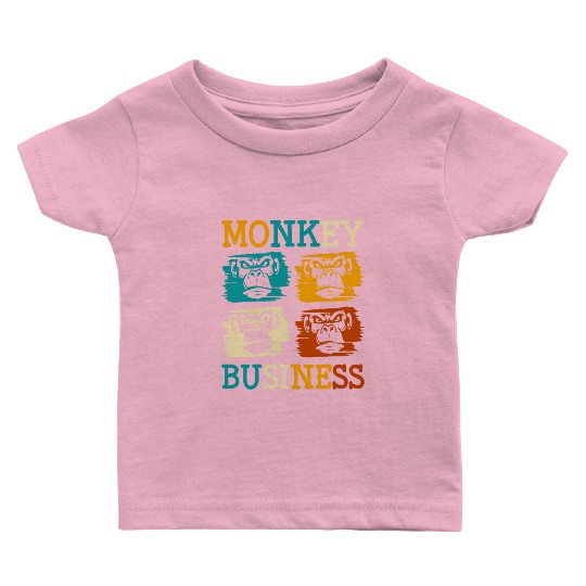 Banana Chimpanzee Colorful Hairy Baby T Shirts