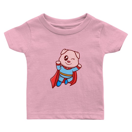 cute super pig cartoon icon illustration gifts Baby T Shirts