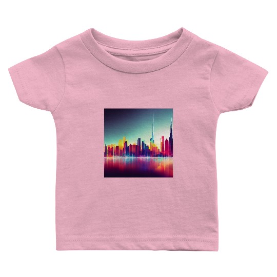Dubai silhouette skyline abstract art Baby T Shirts