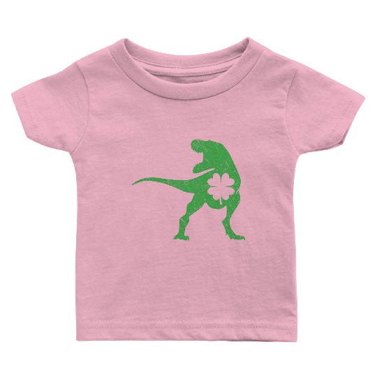 Tyrannosaurus T Rex Dinosaur St Patricks Day Irish Baby T Shirts