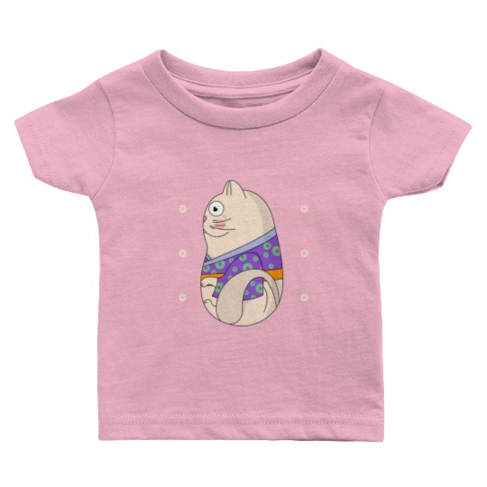 Cute Japanese Cat Side View Open Eyes Baby T Shirts