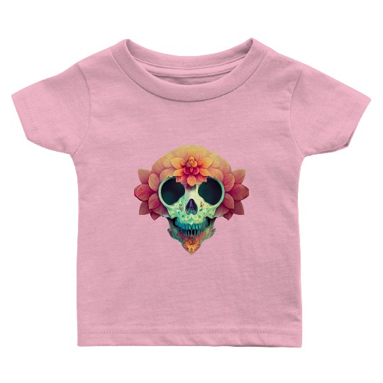 Floral Skull Candy Baby T Shirts