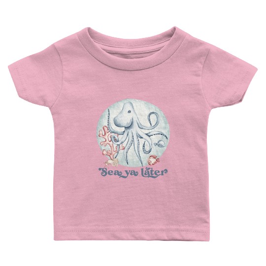 sea ya later octopus near the coral in the sea Baby T Shirts