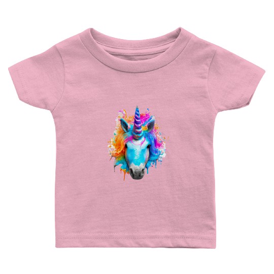 Colourful unicorn Baby T Shirts