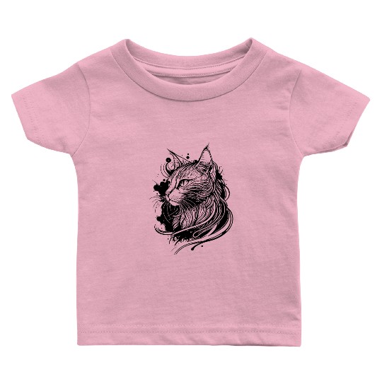Cute Space Cat In Tattoo Style Baby T Shirts