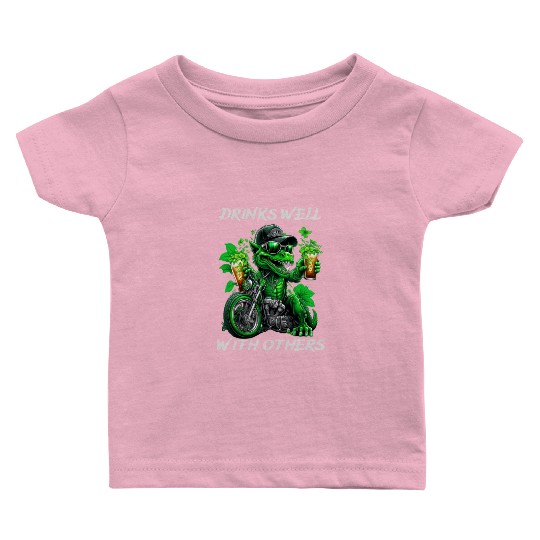 Drinks well with others st patrick's day Dinosaur Baby T Shirts