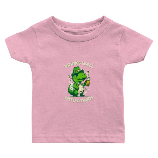 Drinks well with others st patrick's day Dinosaur Baby T Shirts