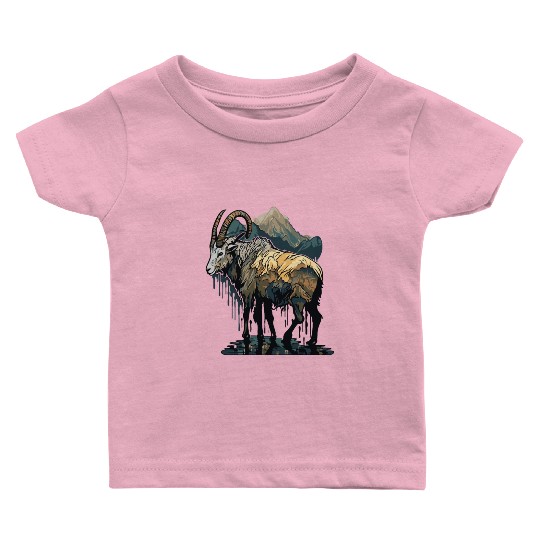 a mountain goat lives in the mountains Baby T Shirts