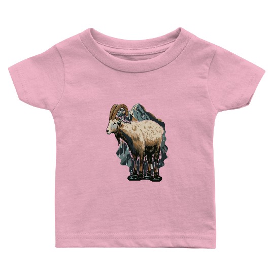 a mountain goat lives in the mountains Baby T Shirts
