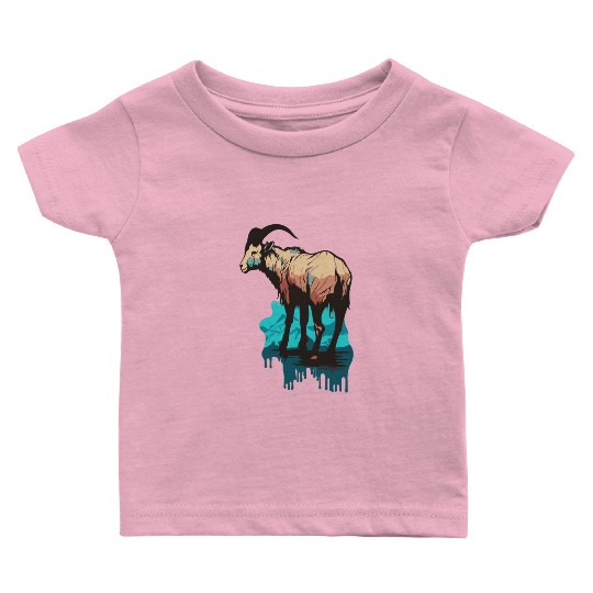a mountain goat lives in the mountains Baby T Shirts