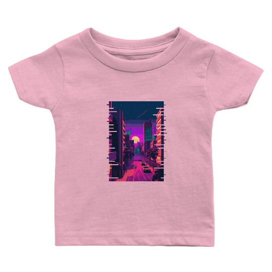 Japanese City Indie Aesthetic Glitch Art 80s 90s V Baby T Shirts