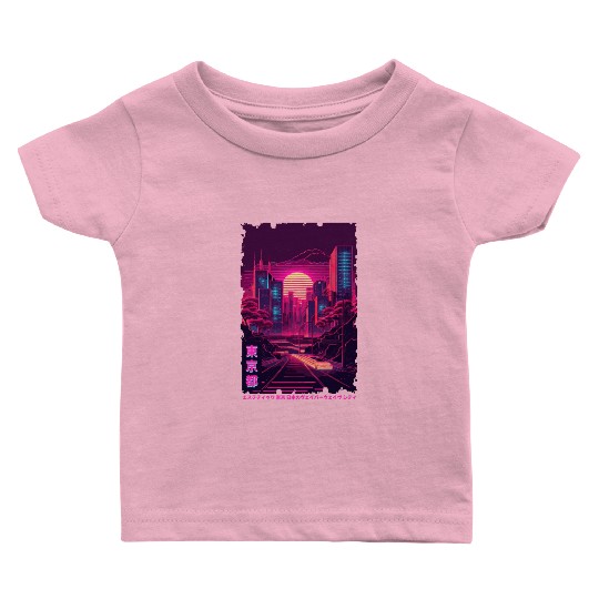 Vaporwave City Night Scene Tokyo Japanese Aestheti Baby T Shirts