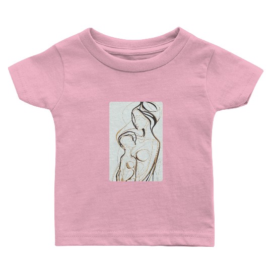 Black, Gold & White Abstract Mother & Daughter Baby T Shirts