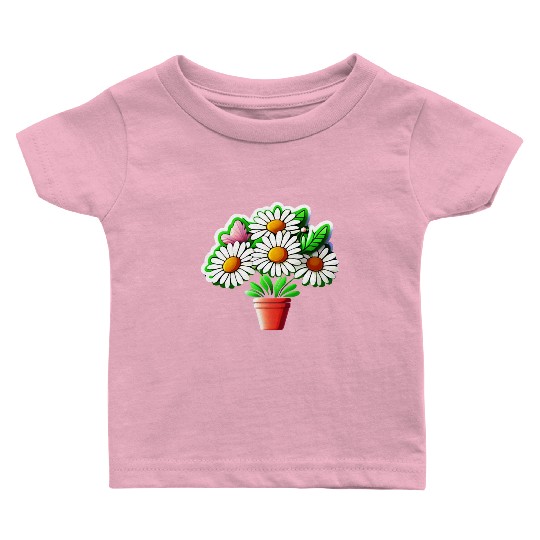 Daisy Flower Sticker Baby T Shirts
