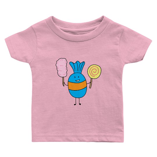 Cute Candy Holding Lollipop And Cutton Candy Baby T Shirts