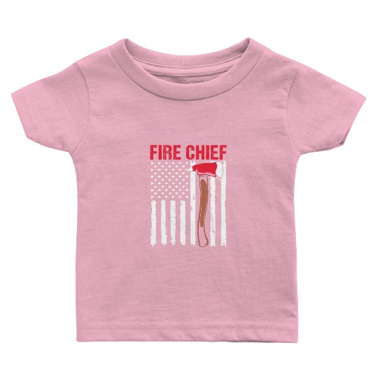 American Flag Patriotic Firefighter Fire Chief Baby T Shirts