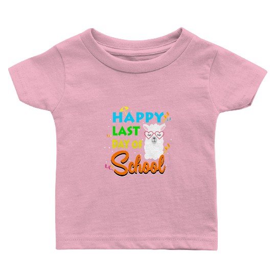 Last Day Of School Alpaca Llama With Sunglasses Baby T Shirts