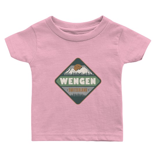 Wengen Switzerland Vintage Hiking Design Baby T Shirts