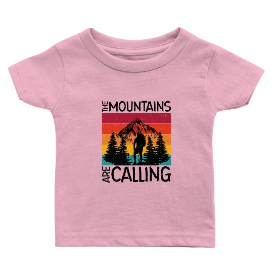 The Mountains Are Calling Outdoor Mountain Hiking Baby T Shirts