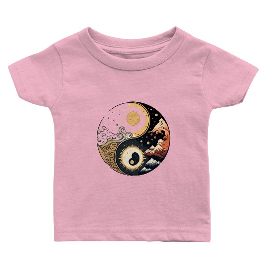 Sun and moon yin yang Baby T Shirts