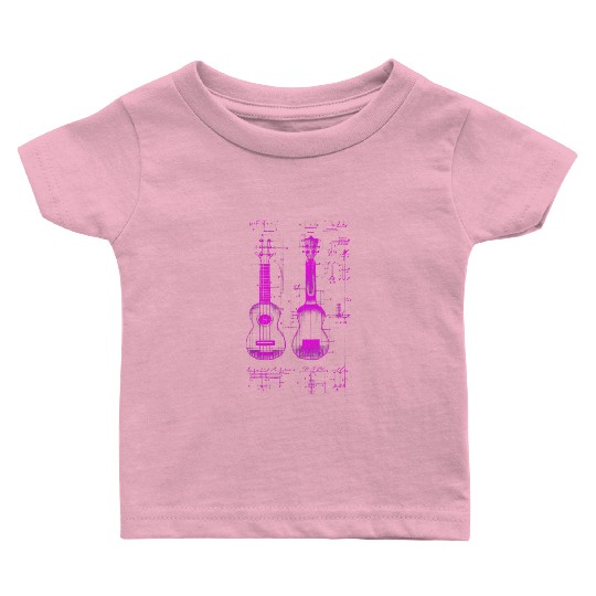 Ukulele Leonardo Da Vinci Sketch Blueprint Baby T Shirts