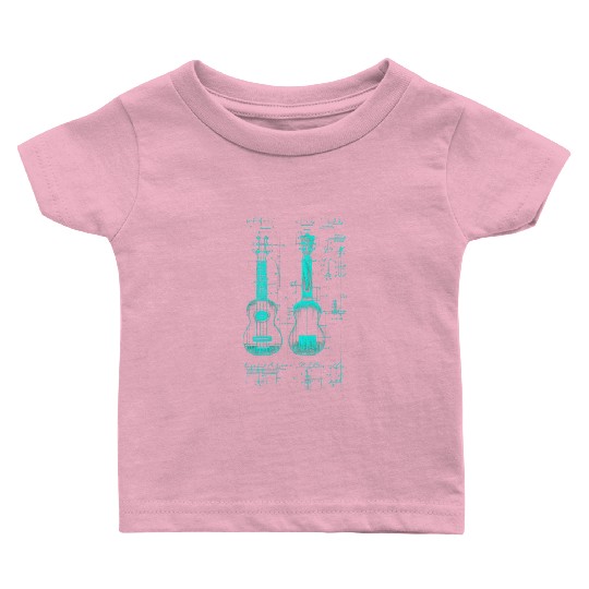 Ukulele Leonardo Da Vinci Sketch Blueprint Baby T Shirts